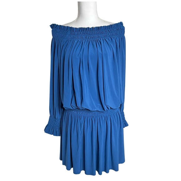 NORMA KAMALI Peasant Mini Dress in Blue Size S - Picture 2 of 14